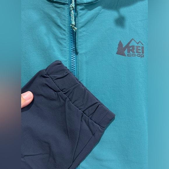 REI Men’s Large Trailmade Soft-Shell Anorak Jacket Dark Teal Navy Blue WR - Picture 6 of 13